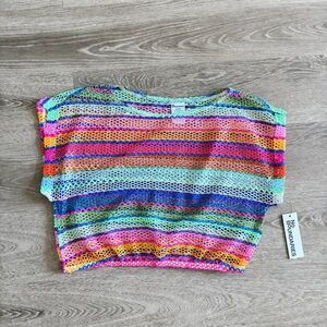 No Boundaries Colorful Striped Crochet Crop Top